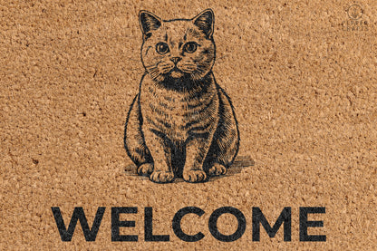 Pepper Crafts Exotic Shorthair Coir Doormat – Stylish & Durable Welcome Mat for Cat Lovers (30" x 18")