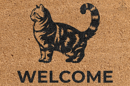 Pepper Crafts Munchkin Cat Coir Doormat – Stylish & Durable Welcome Mat for Cat Lovers (30" x 18")