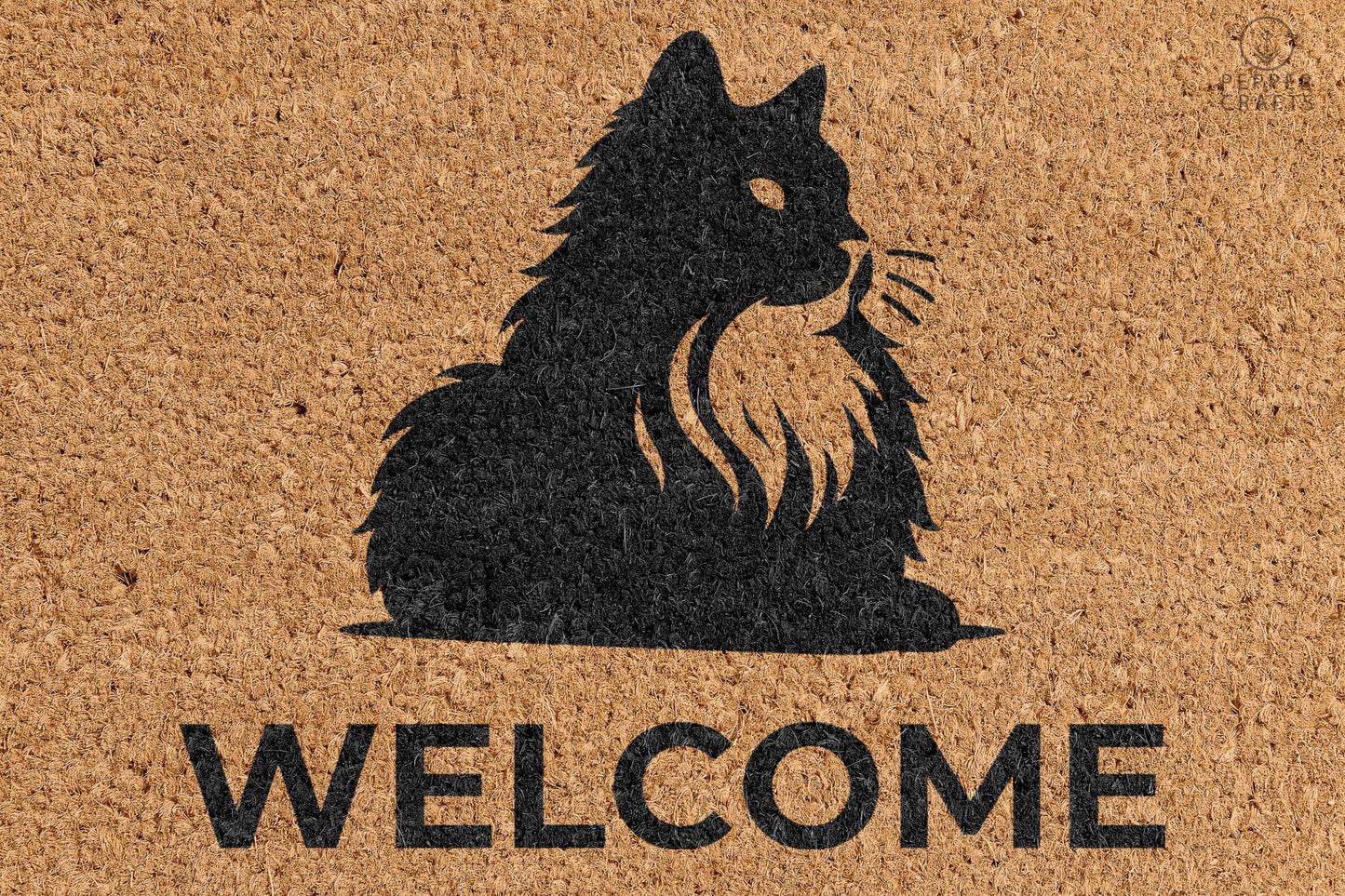 Pepper Crafts Ragamuffin Coir Doormat – Stylish & Durable Welcome Mat for Cat Lovers (30" x 18")