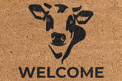 Pepper Crafts Cow Coir Doormat – Stylish & Durable Welcome Mat for Animal Lovers (30" x 18")