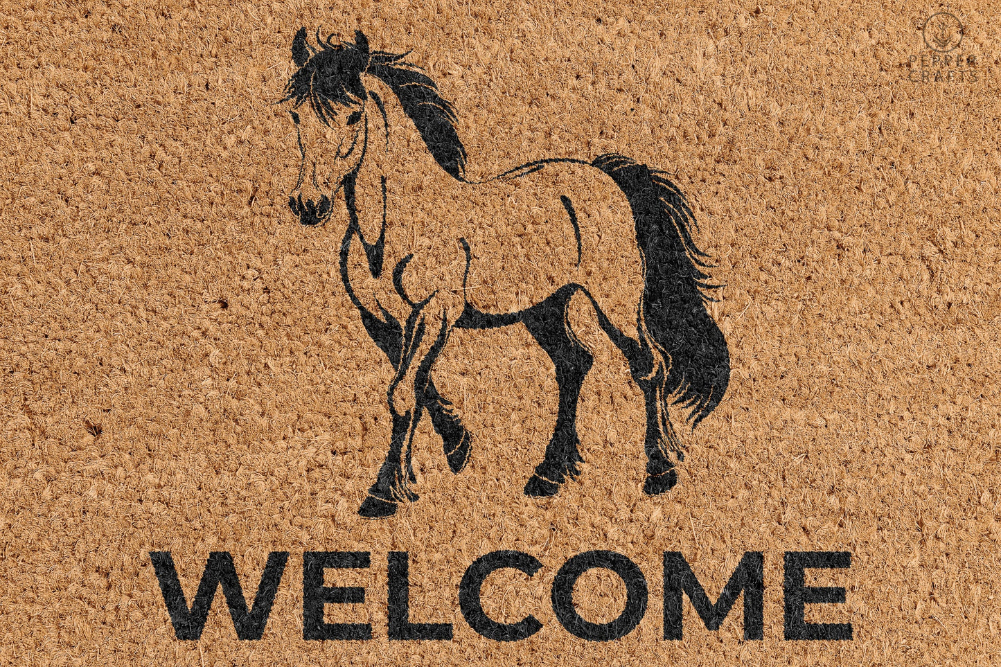 Pepper Crafts Horse Coir Doormat – Stylish & Durable Welcome Mat for Animal Lovers (30" x 18")