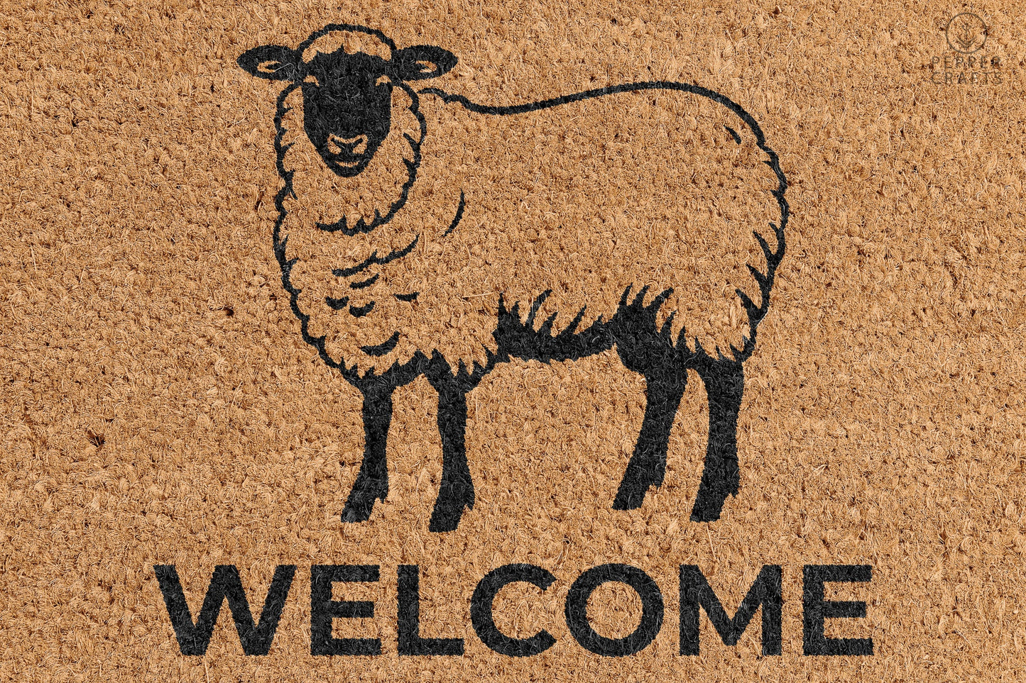 Pepper Crafts Sheep Coir Doormat – Stylish & Durable Welcome Mat for Animal Lovers (30" x 18")