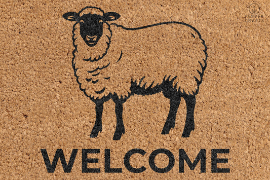 Pepper Crafts Sheep Coir Doormat – Stylish & Durable Welcome Mat for Animal Lovers (30" x 18")