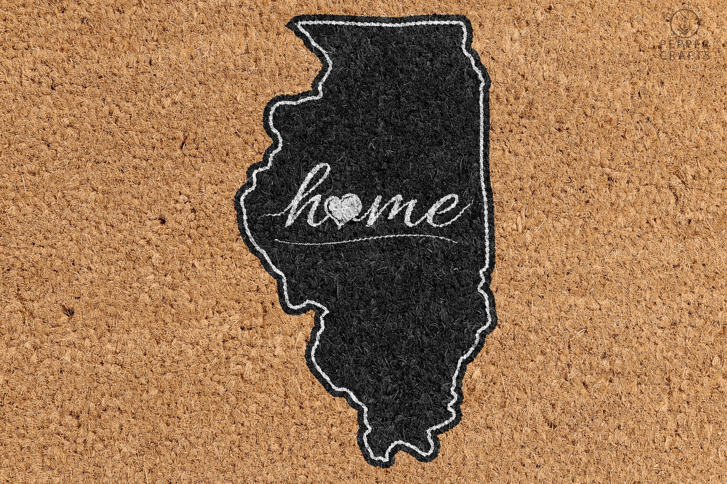 Pepper Crafts Illinois Coir Doormat – Stylish & Durable Welcome Mat for State Pride (30" x 18")