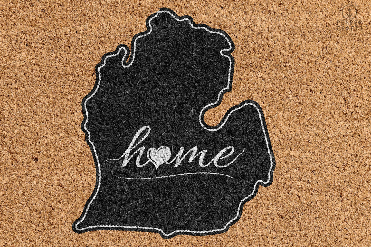 Pepper Crafts Michigan Coir Doormat – Stylish & Durable Welcome Mat for State Pride (30" x 18")