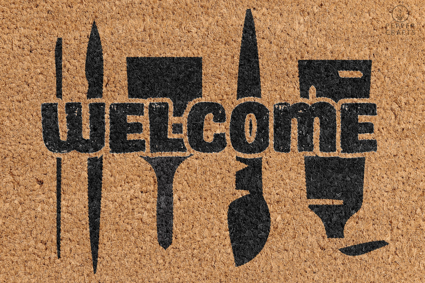 Pepper Crafts Artist Coir Doormat – Stylish & Durable Welcome Mat for Professionals (30" x 18")