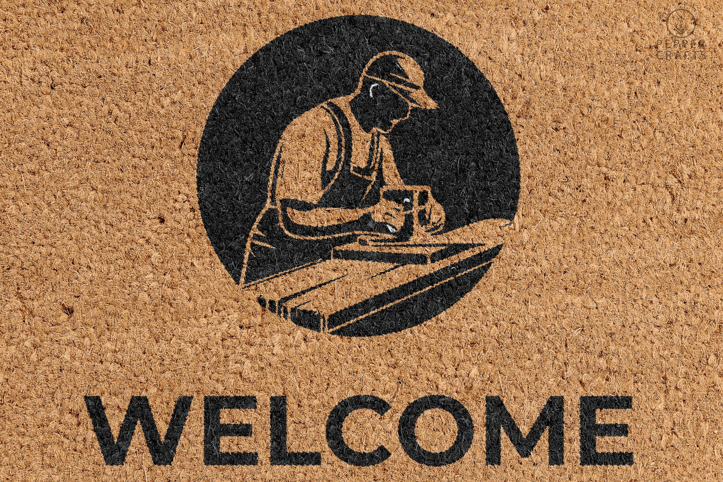 Pepper Crafts Carpenter Coir Doormat – Stylish & Durable Welcome Mat for Professionals (30" x 18")