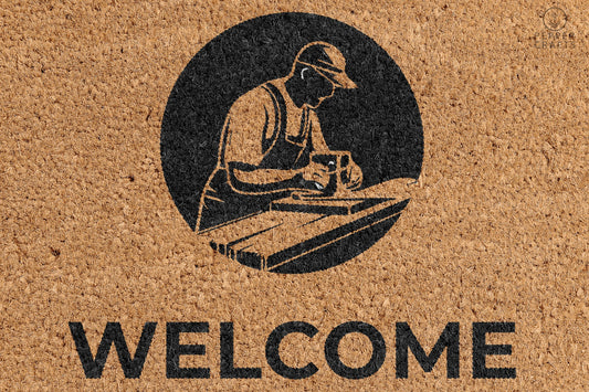 Pepper Crafts Carpenter Coir Doormat – Stylish & Durable Welcome Mat for Professionals (30" x 18")