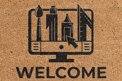 Pepper Crafts Graphic Designer Coir Doormat – Stylish & Durable Welcome Mat for Professionals (30" x 18")