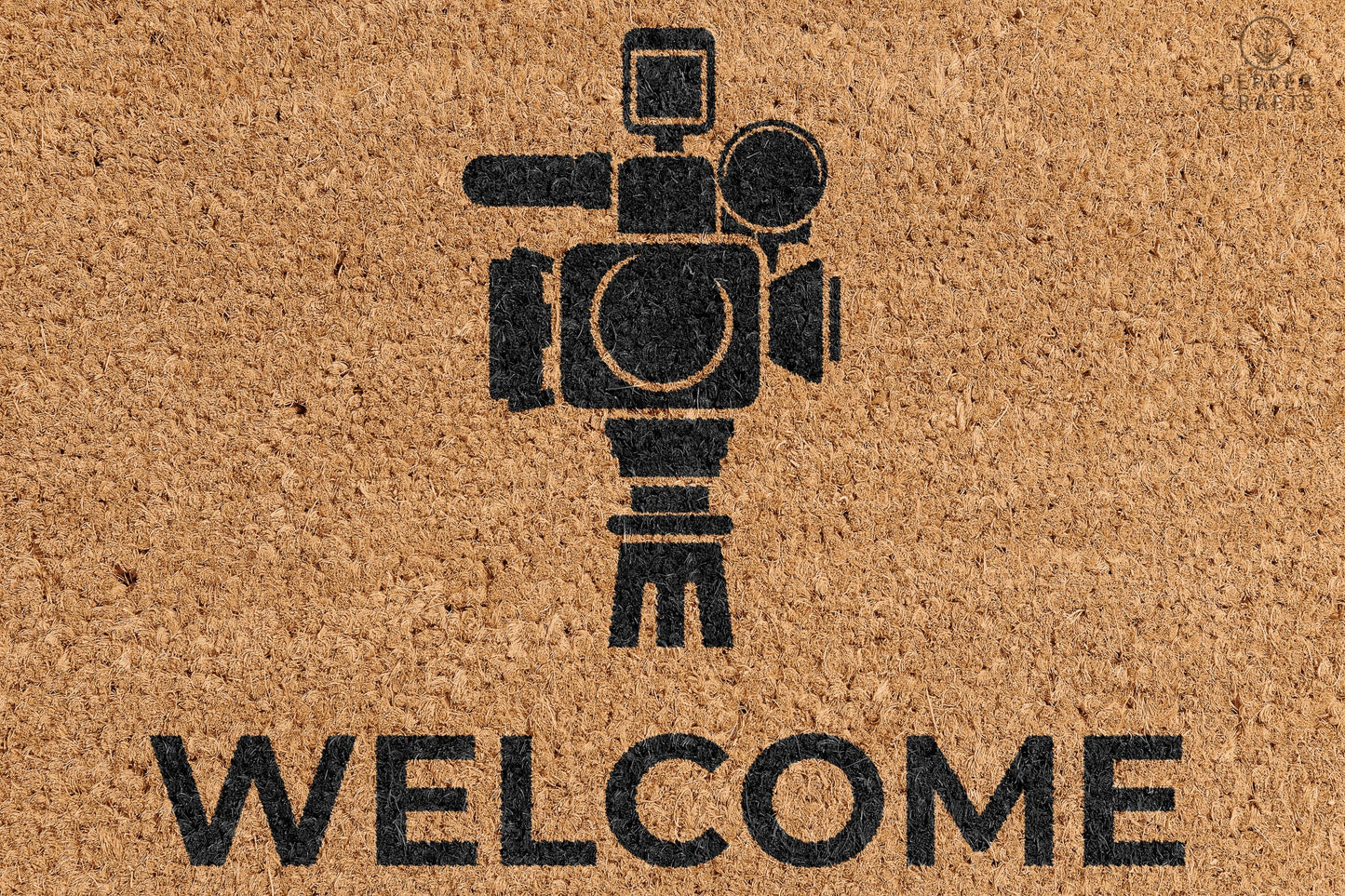 Pepper Crafts Videographer Coir Doormat – Stylish & Durable Welcome Mat for Professionals (30" x 18")