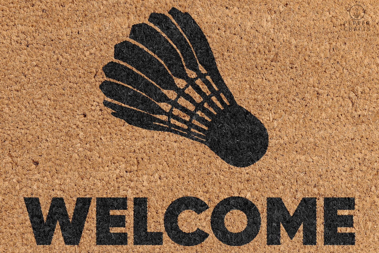 Pepper Crafts Badminton Coir Doormat – Stylish & Durable Welcome Mat for Sports Fans (30" x 18")