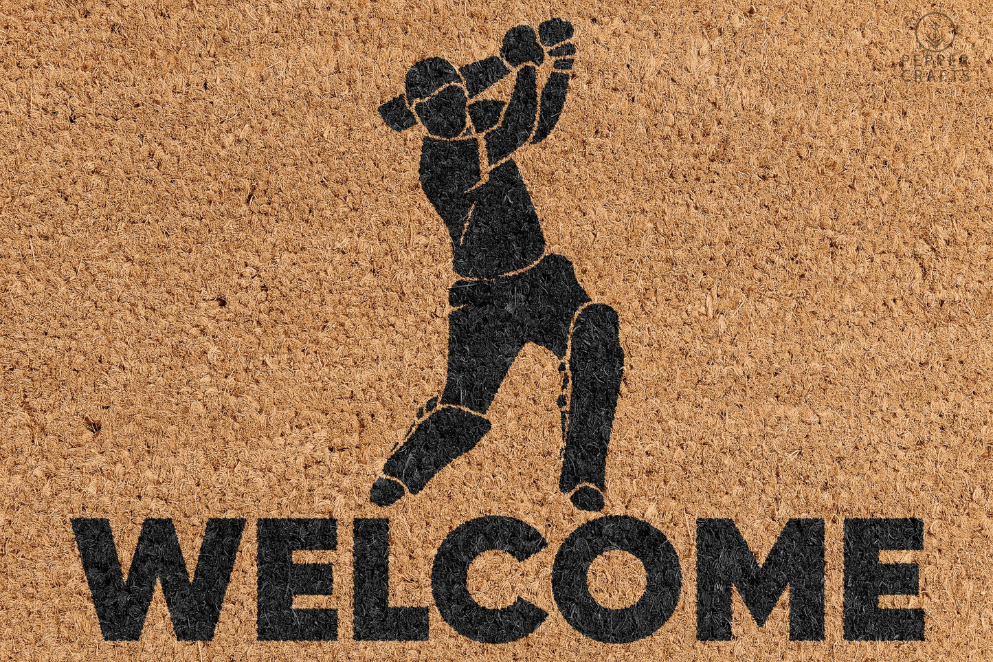 Pepper Crafts Cricket Coir Doormat – Stylish & Durable Welcome Mat for Sports Fans (30" x 18")