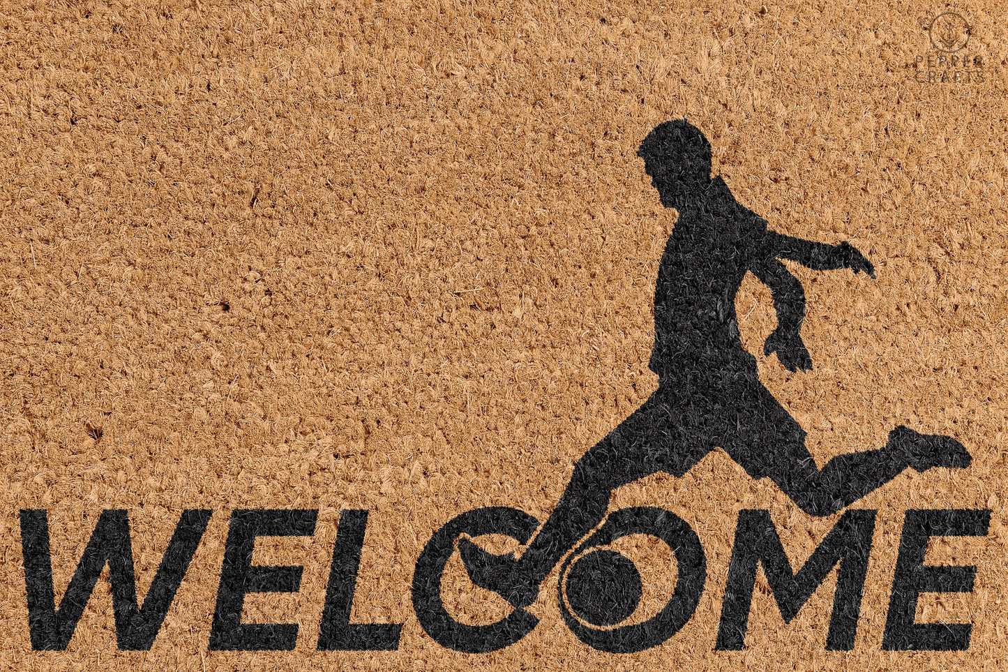 Pepper Crafts Football Coir Doormat – Stylish & Durable Welcome Mat for Sports Fans (30" x 18")