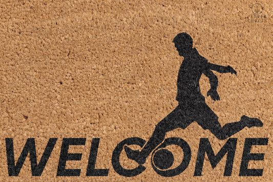 Pepper Crafts Football Coir Doormat – Stylish & Durable Welcome Mat for Sports Fans (30" x 18")