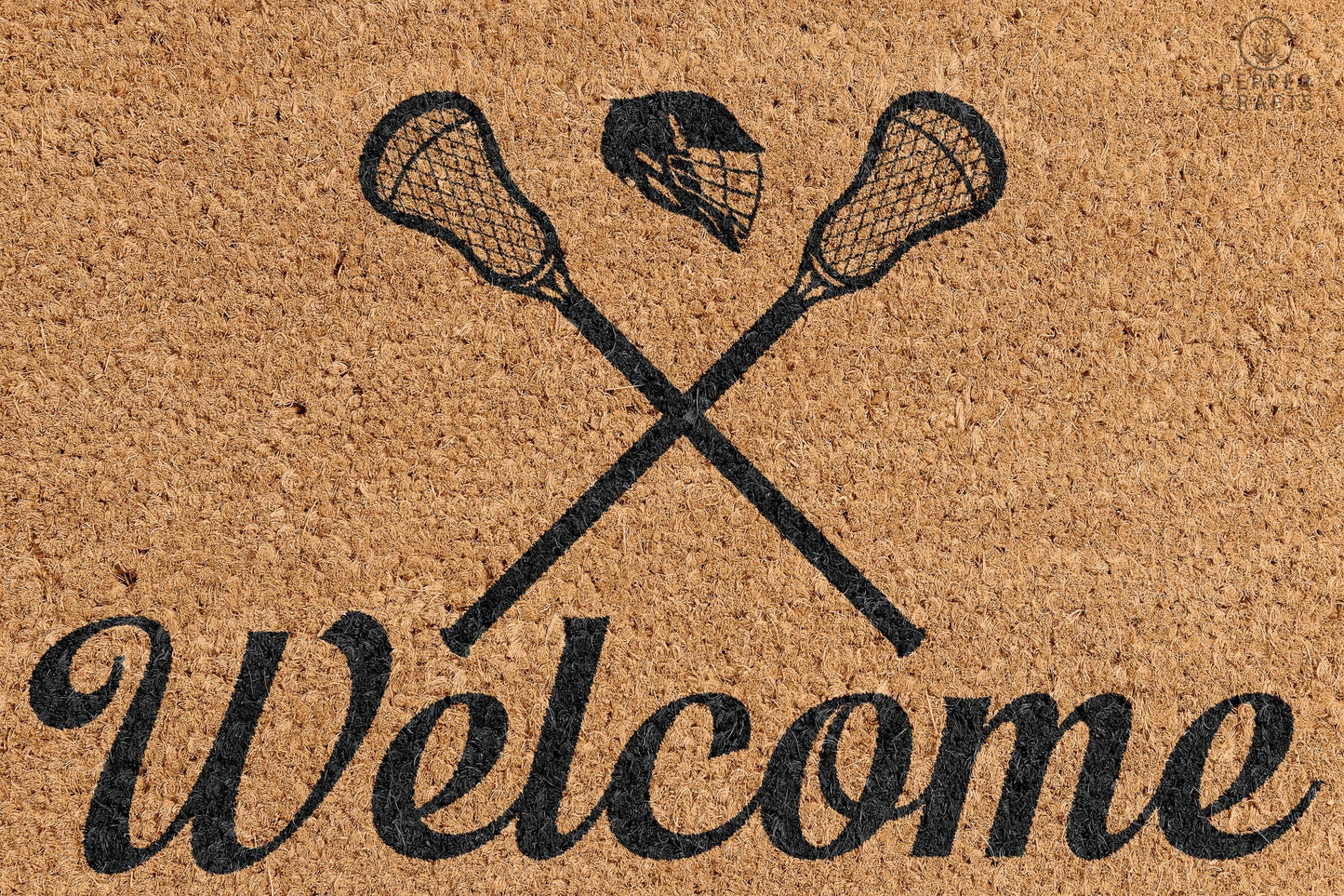 Pepper Crafts Lacrosse Coir Doormat – Stylish & Durable Welcome Mat for Sports Fans (30" x 18")