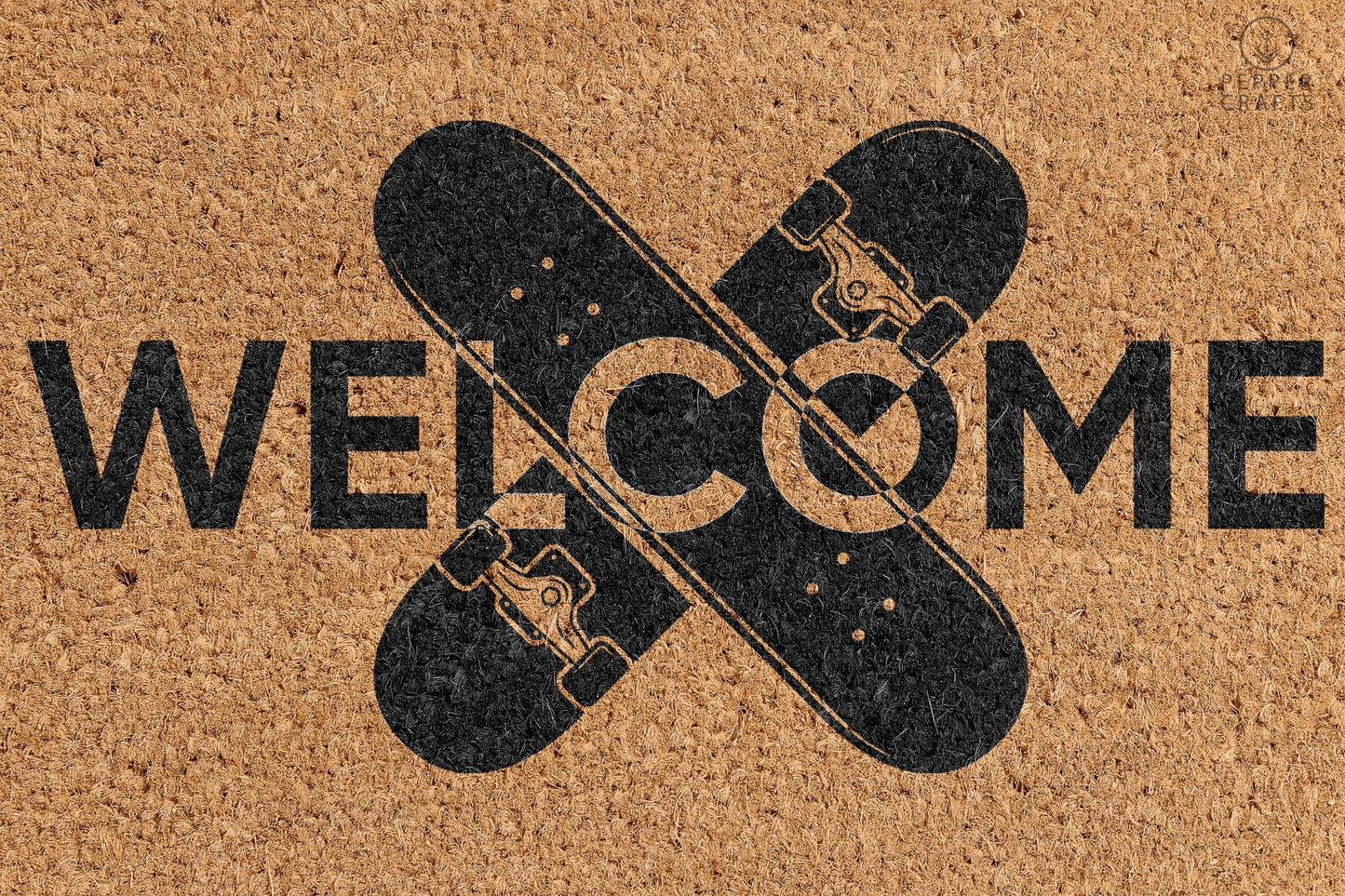 Pepper Crafts Skateboarding Coir Doormat – Stylish & Durable Welcome Mat for Skaters (30" x 18")