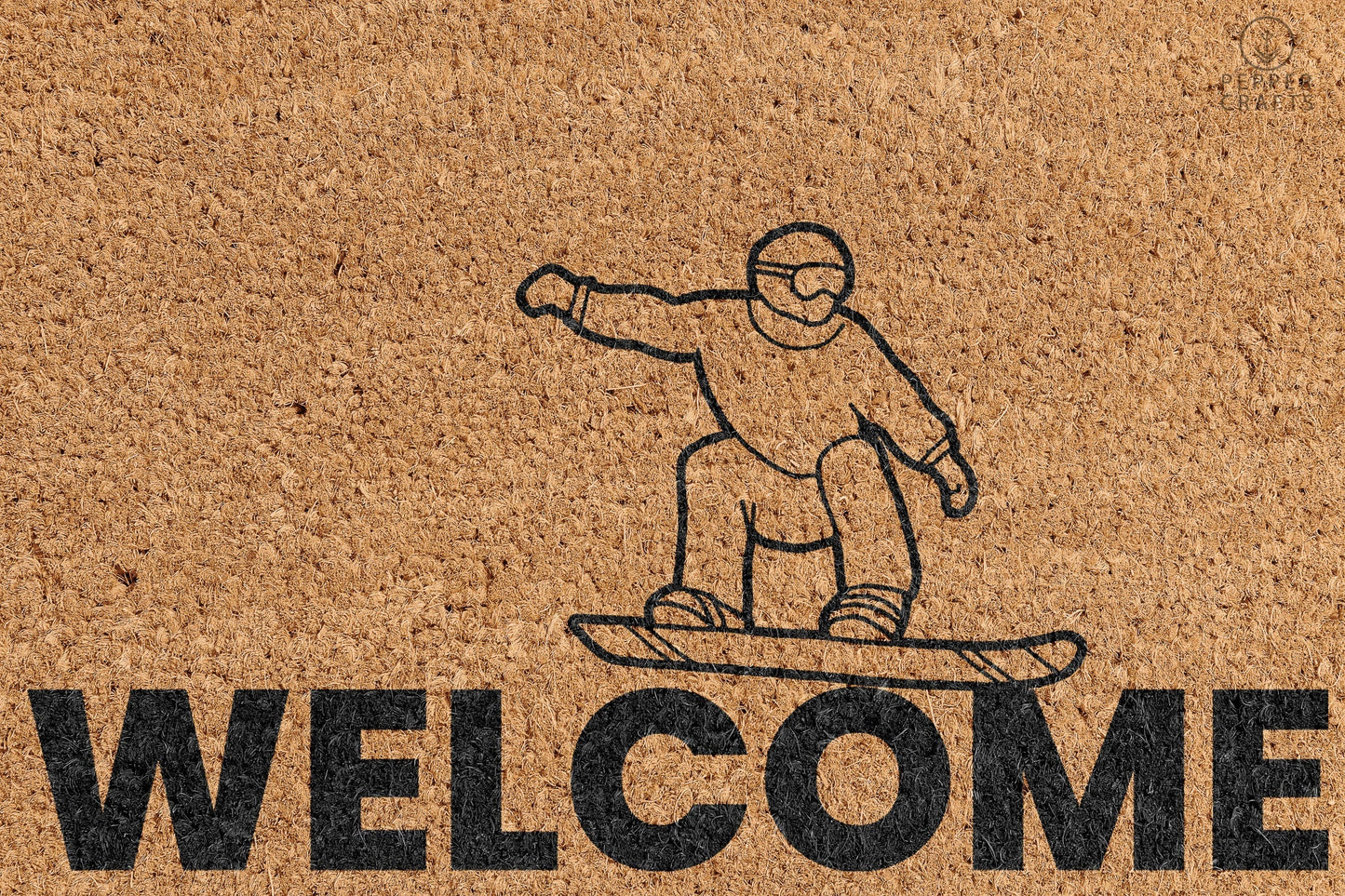 Pepper Crafts Snowboarding Coir Doormat – Stylish & Durable Welcome Mat for Snowboarders (30" x 18")