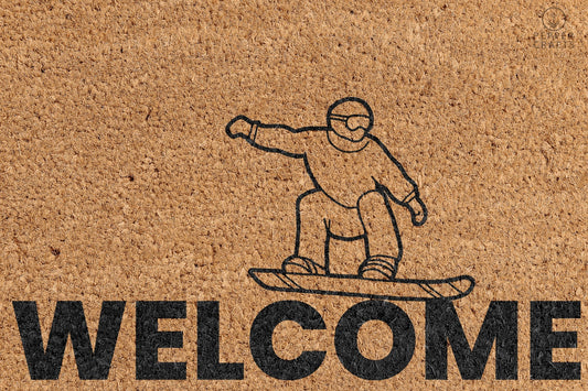 Pepper Crafts Snowboarding Coir Doormat – Stylish & Durable Welcome Mat for Snowboarders (30" x 18")