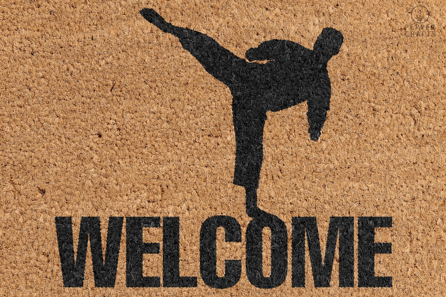 Pepper Crafts Taekwondo Coir Doormat – Stylish & Durable Welcome Mat for Martial Artists (30" x 18")