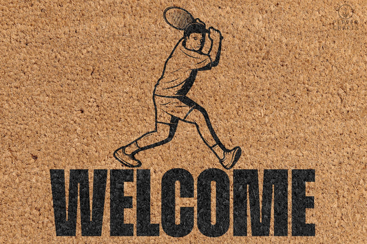 Pepper Crafts Tennis Coir Doormat – Stylish & Durable Welcome Mat for Sports Fans (30" x 18")