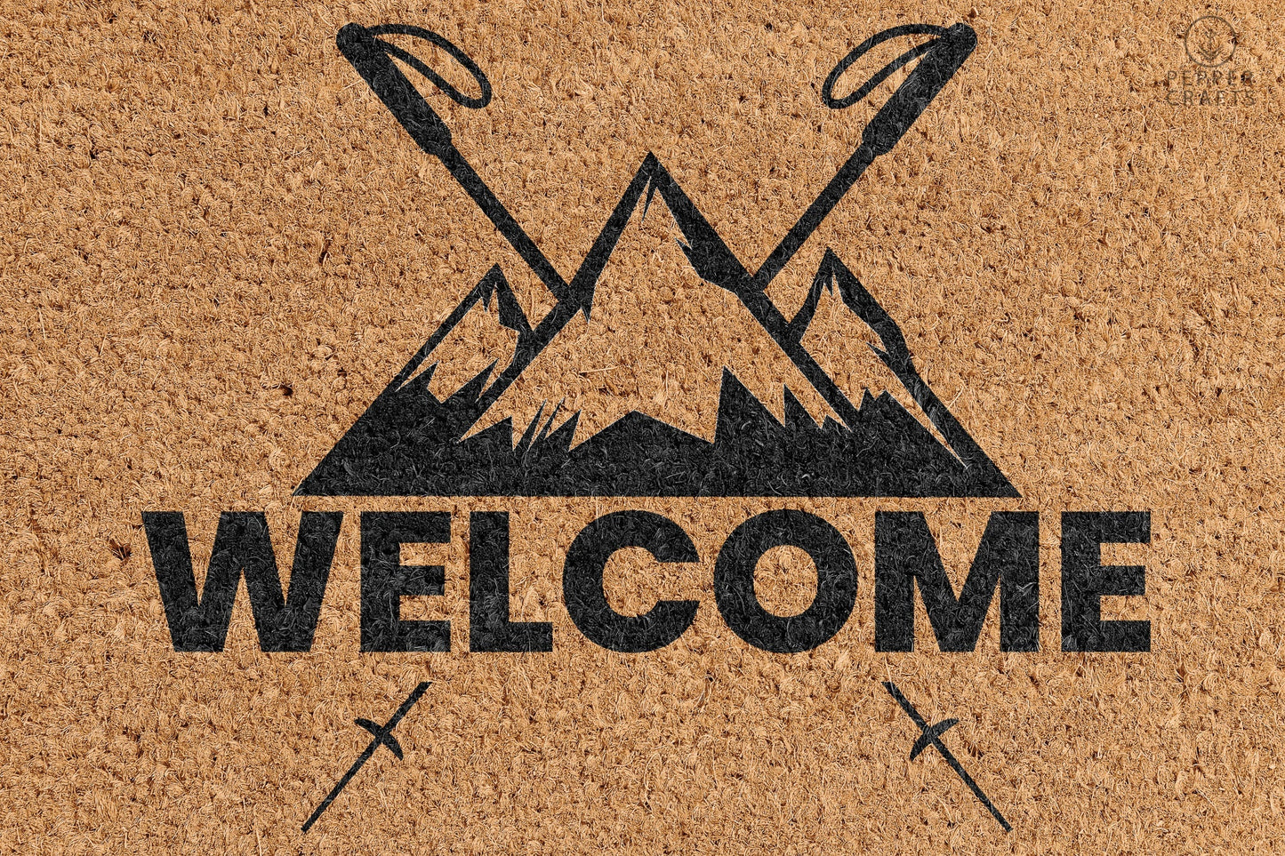 Pepper Crafts Trekking Coir Doormat – Stylish & Durable Welcome Mat for Adventurers (30" x 18")