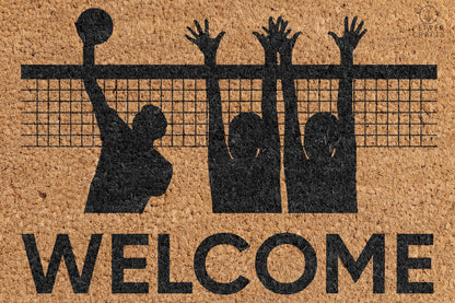 Pepper Crafts Volleyball Coir Doormat – Stylish & Durable Welcome Mat for Sports Fans (30" x 18")