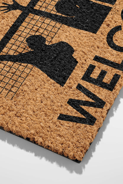 Pepper Crafts Volleyball Coir Doormat – Stylish & Durable Welcome Mat for Sports Fans (30" x 18")