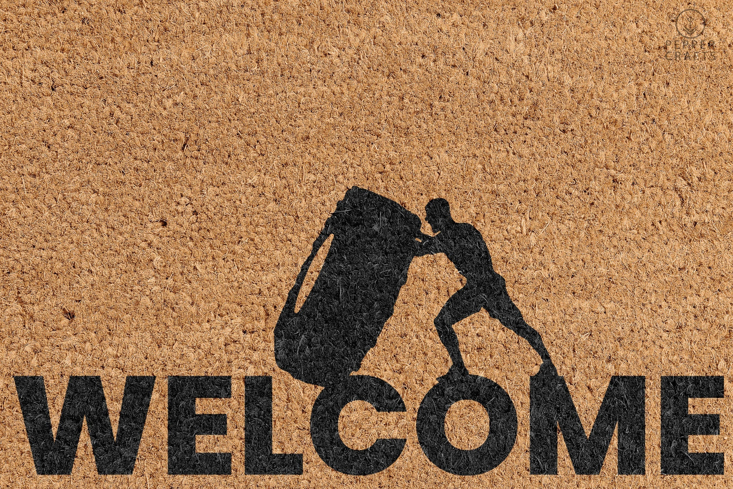 Pepper Crafts Weightlifting Coir Doormat – Stylish & Durable Welcome Mat for Fitness Fans (30" x 18")