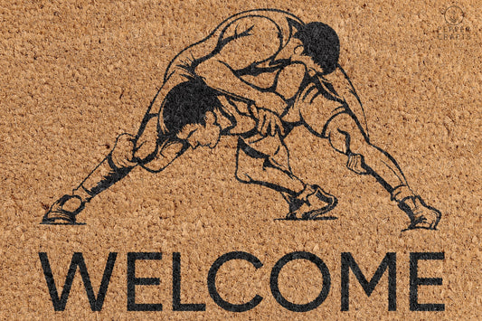Pepper Crafts Wrestling Coir Doormat – Stylish & Durable Welcome Mat for Athletes (30" x 18")