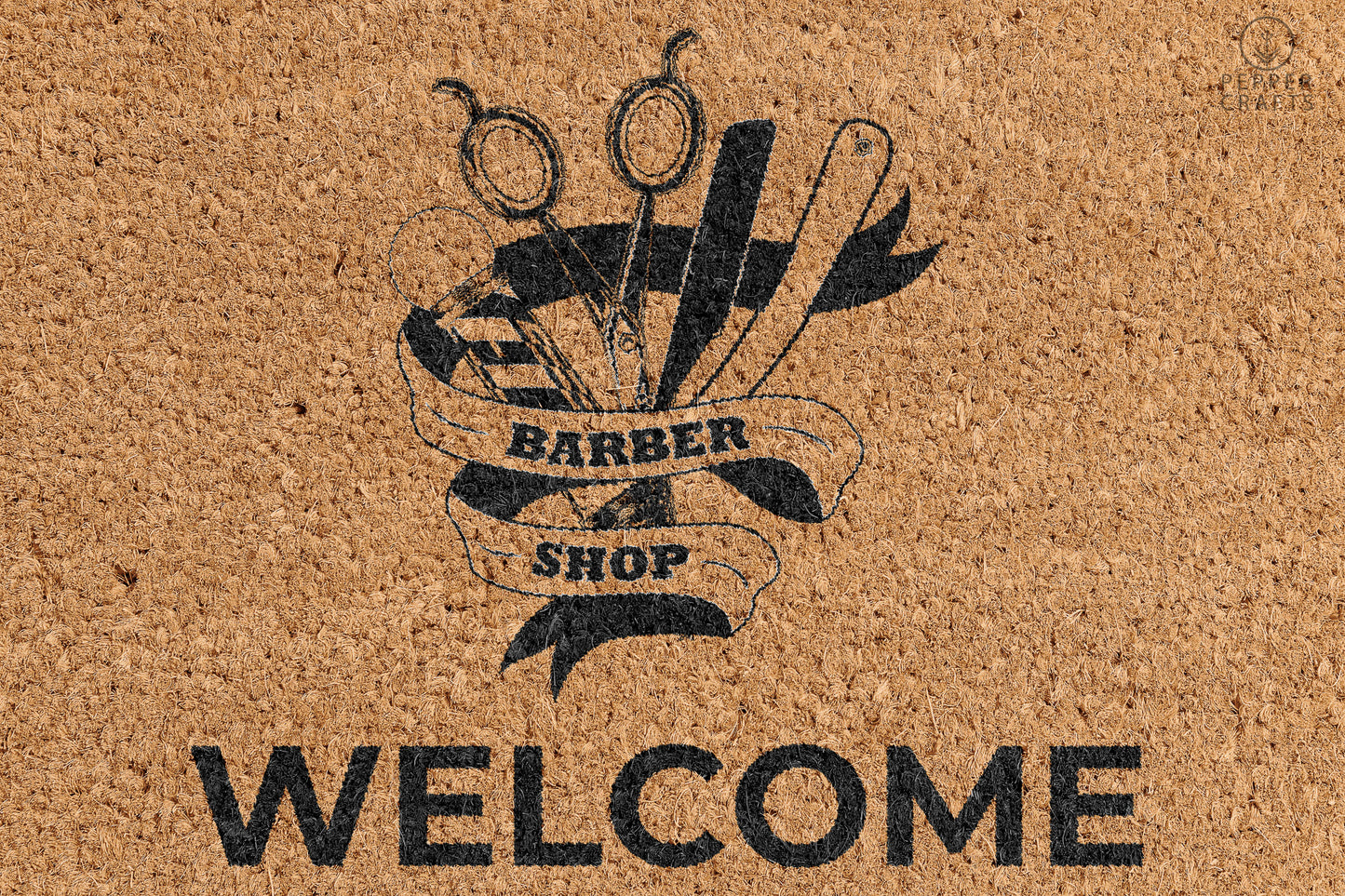 Pepper Crafts Barber Coir Doormat – Stylish & Durable Welcome Mat for Professionals (30" x 18") - peppercrafts
