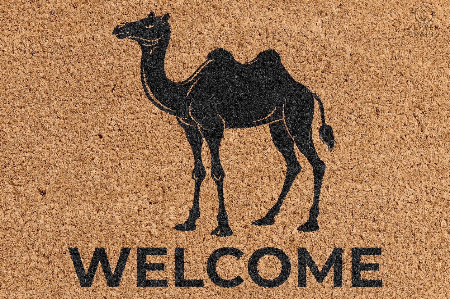 Pepper Crafts Camel Coir Doormat – Stylish & Durable Welcome Mat for Animal Lovers (30" x 18") - peppercrafts