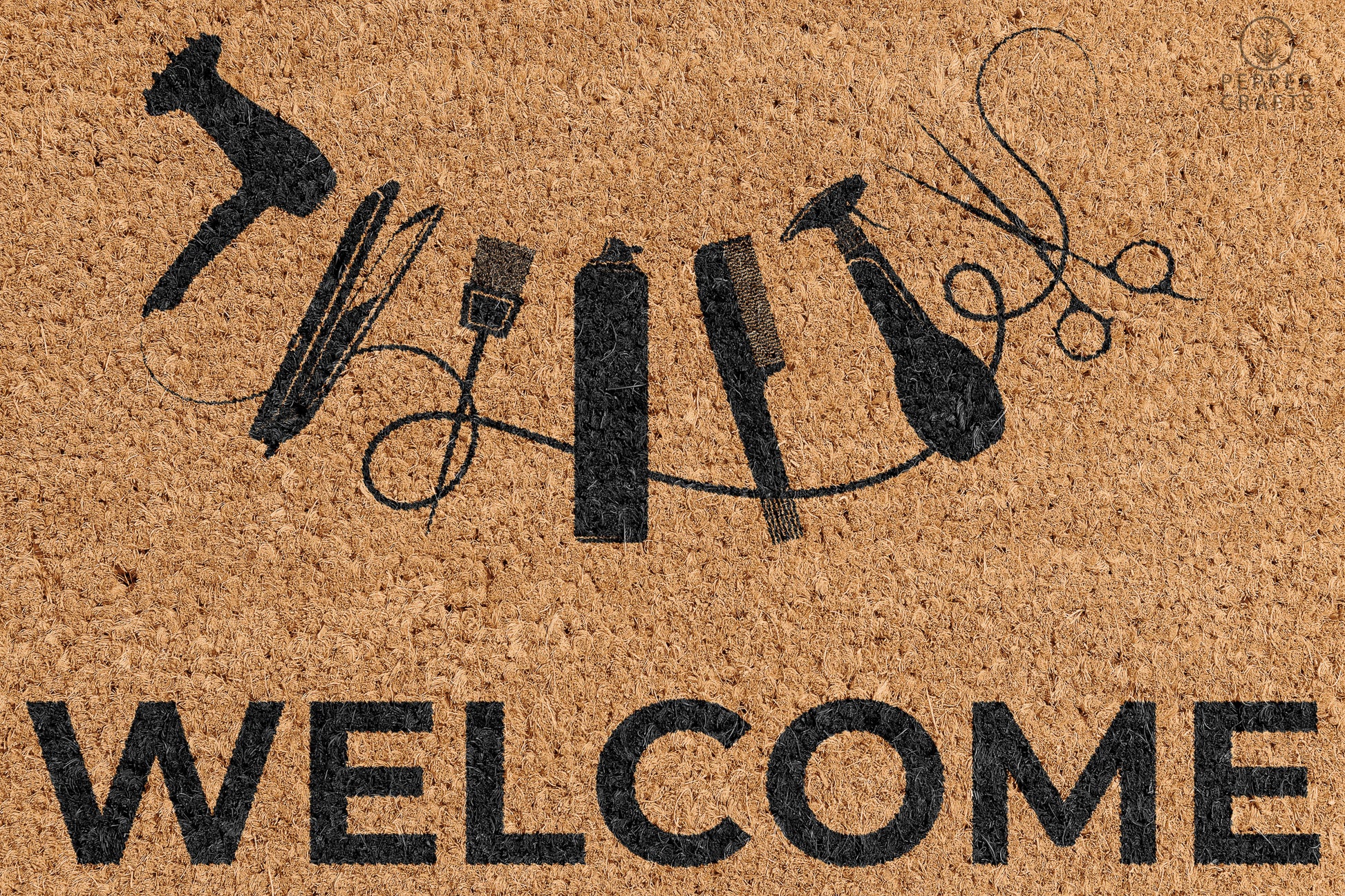 Pepper Crafts Hairstylist Coir Doormat – Stylish & Durable Welcome Mat for Professionals (30" x 18") - peppercrafts