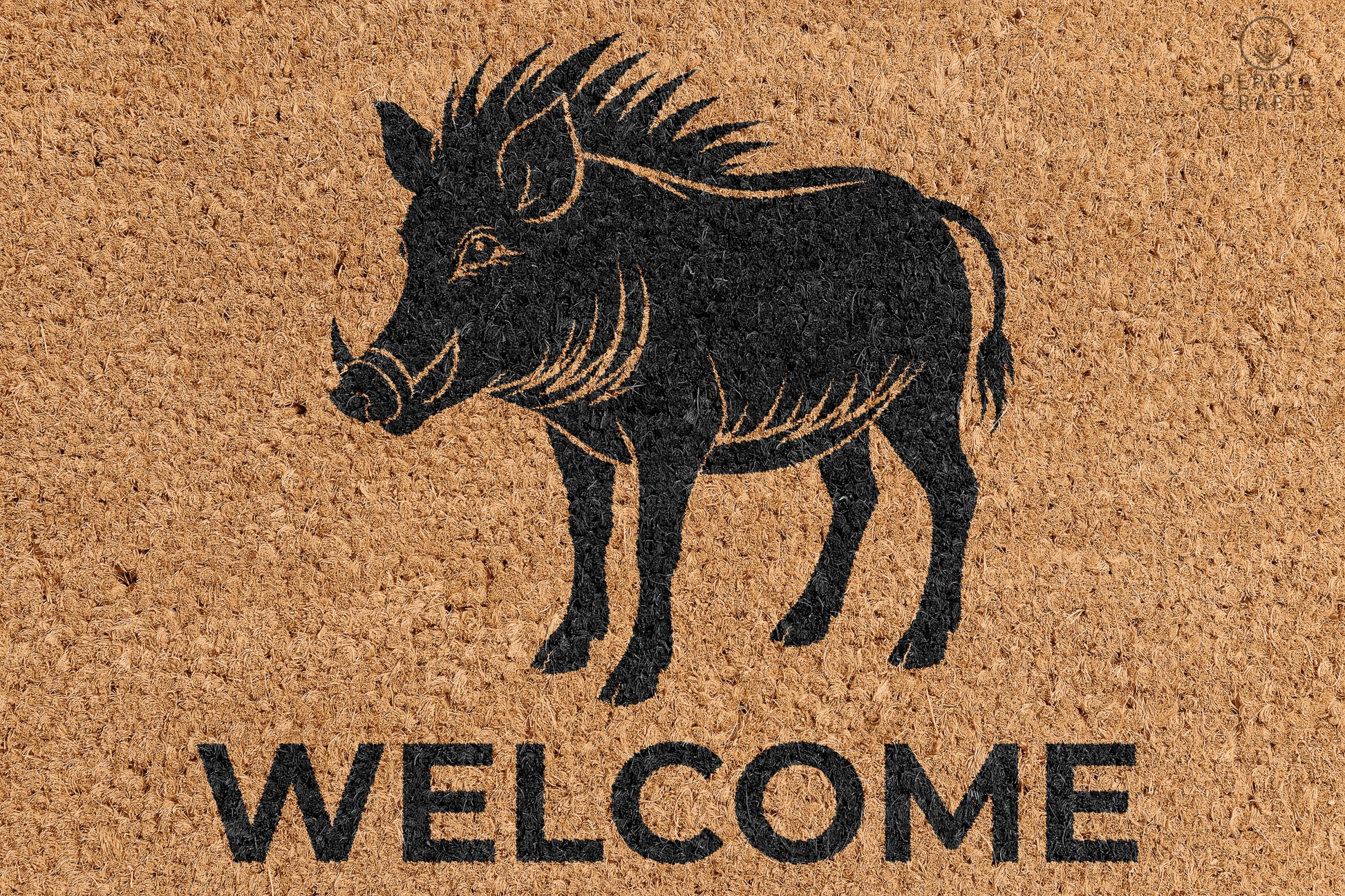 Pepper Crafts Hog Coir Doormat – Stylish & Durable Welcome Mat for Animal Lovers (30" x 18") - peppercrafts