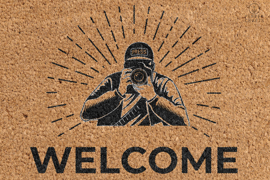 Pepper Crafts Photographer Coir Doormat – Stylish & Durable Welcome Mat for Professionals (30" x 18") - peppercrafts