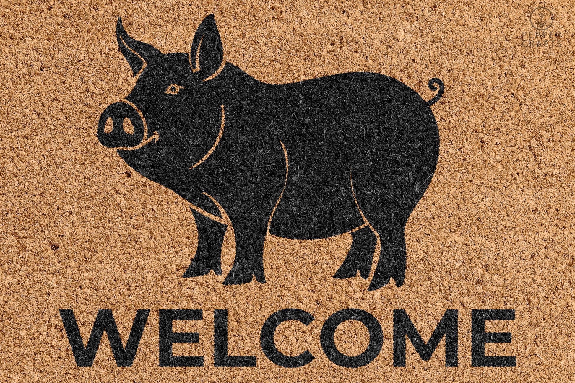 Pepper Crafts Pig Coir Doormat – Stylish & Durable Welcome Mat for Animal Lovers (30" x 18") - peppercrafts