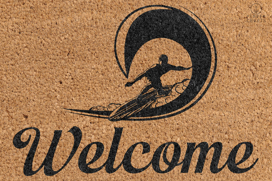 Pepper Crafts Surfing Coir Doormat – Stylish & Durable Welcome Mat for Surfers (30" x 18") - peppercrafts