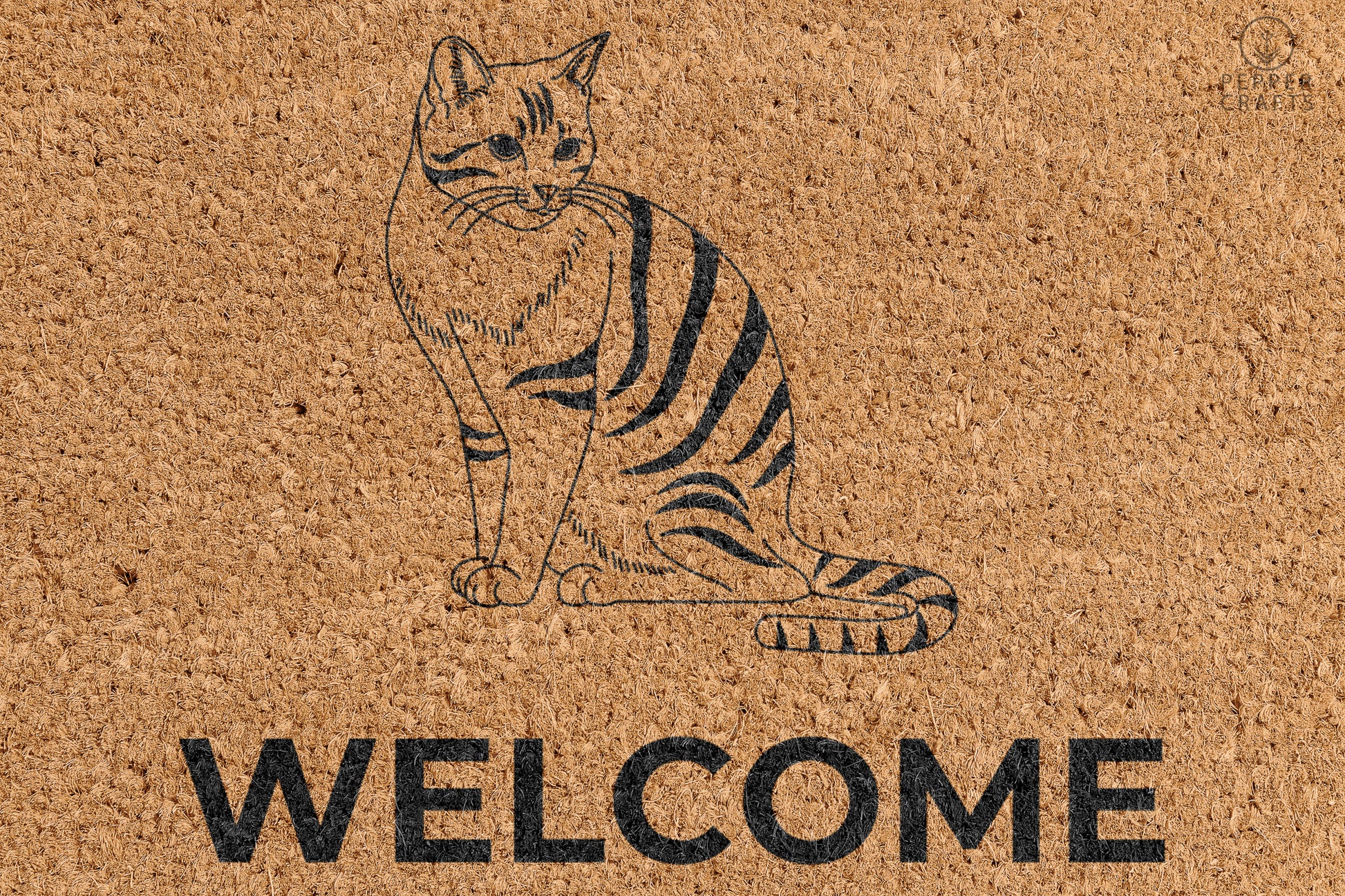 Pepper Crafts Asian Cat Coir Doormat – Stylish & Durable Welcome Mat for Cat Lovers (30" x 18") - peppercrafts