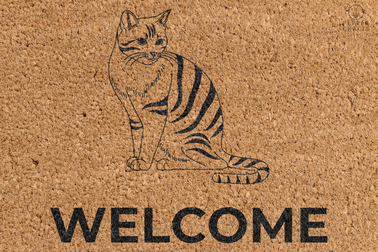 Pepper Crafts Asian Cat Coir Doormat – Stylish & Durable Welcome Mat for Cat Lovers (30" x 18") - peppercrafts