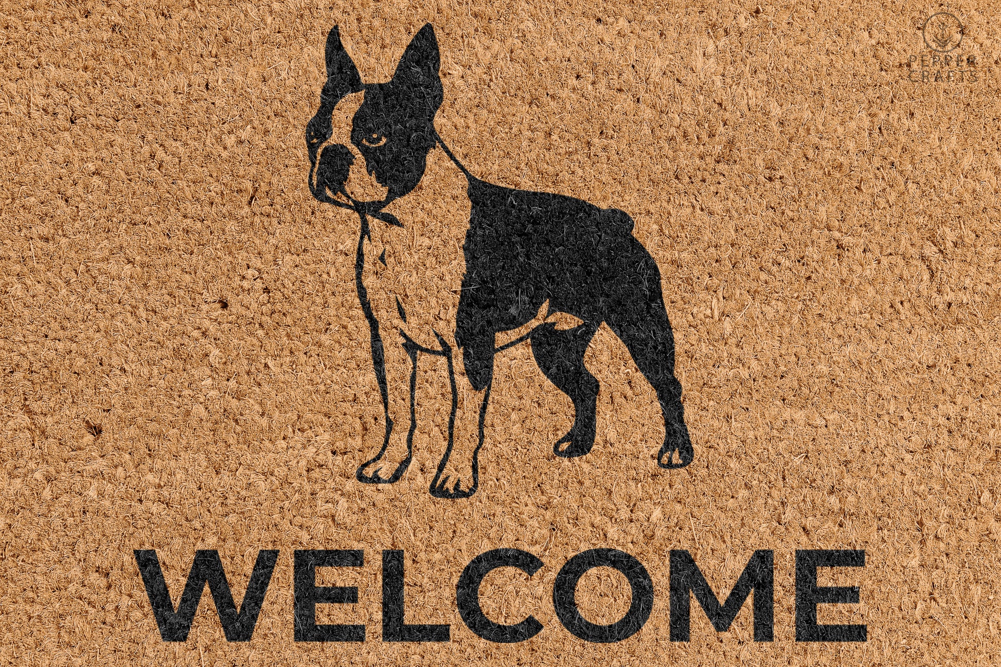 Pepper Crafts Boston Terrier Coir Doormat – Stylish & Durable Welcome Mat for Dog Lovers (30" x 18") - peppercrafts