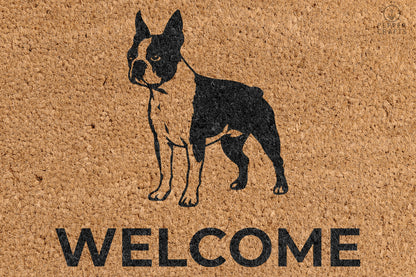 Pepper Crafts Boston Terrier Coir Doormat – Stylish & Durable Welcome Mat for Dog Lovers (30" x 18") - peppercrafts