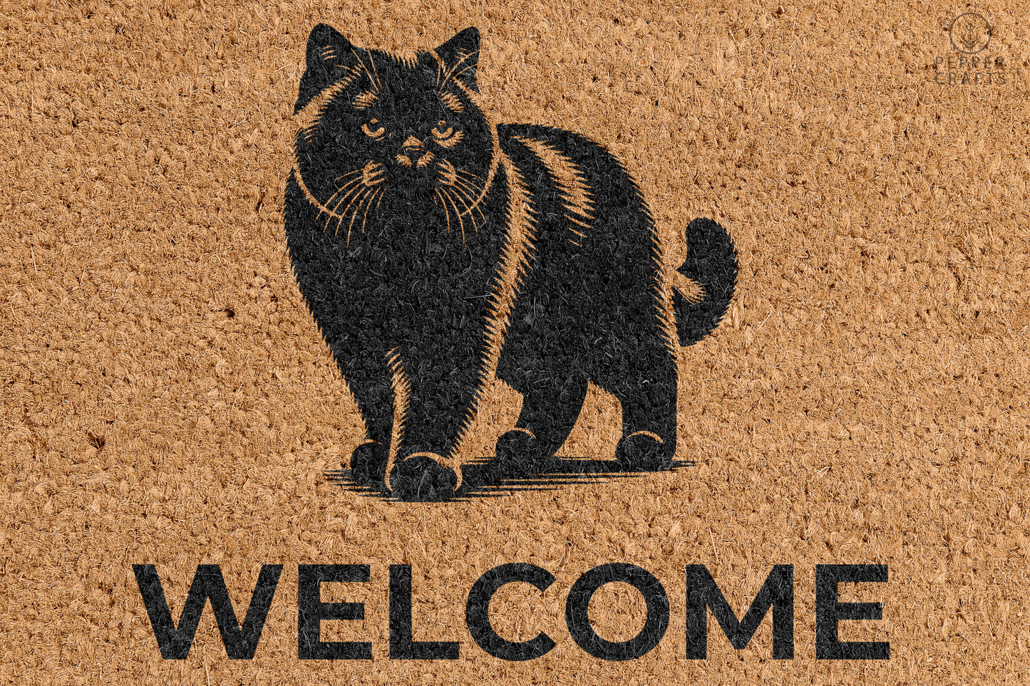 Pepper Crafts British Shorthair Coir Doormat – Stylish & Durable Welcome Mat for Cat Lovers (30" x 18") - peppercrafts