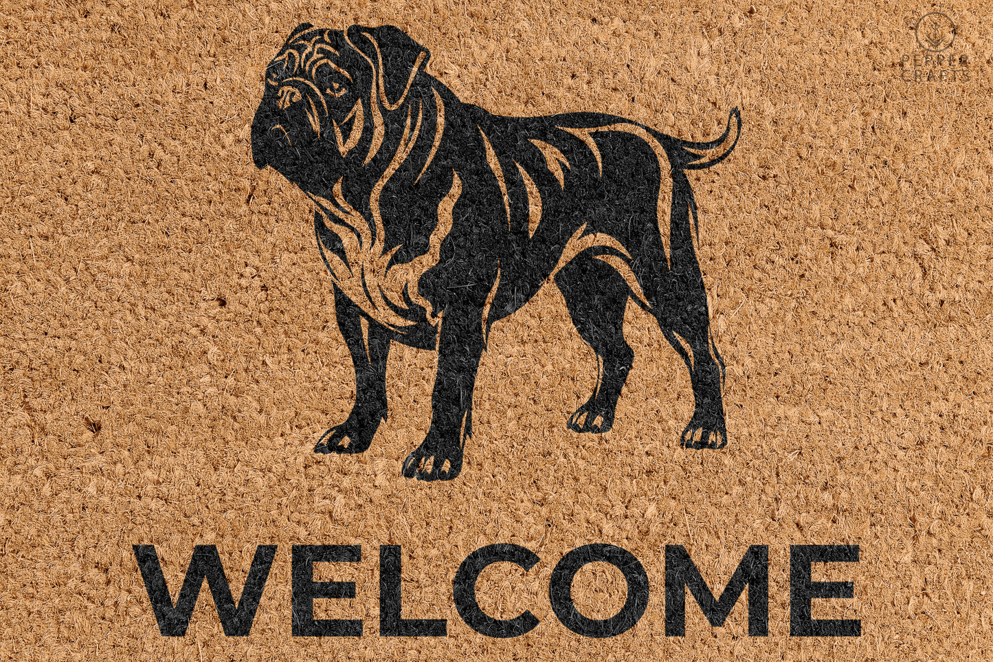 Pepper Crafts Bulldog Coir Doormat – Stylish & Durable Welcome Mat for Dog Lovers (30" x 18") - peppercrafts