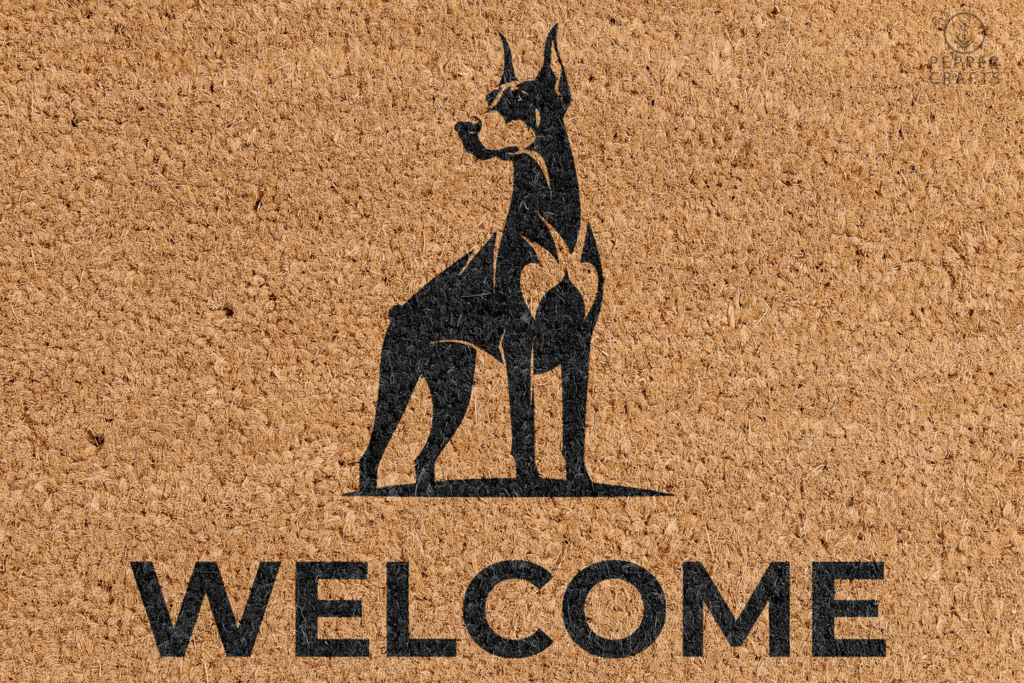 Pepper Crafts Doberman Coir Doormat – Stylish & Durable Welcome Mat for Dog Lovers (30" x 18") - peppercrafts