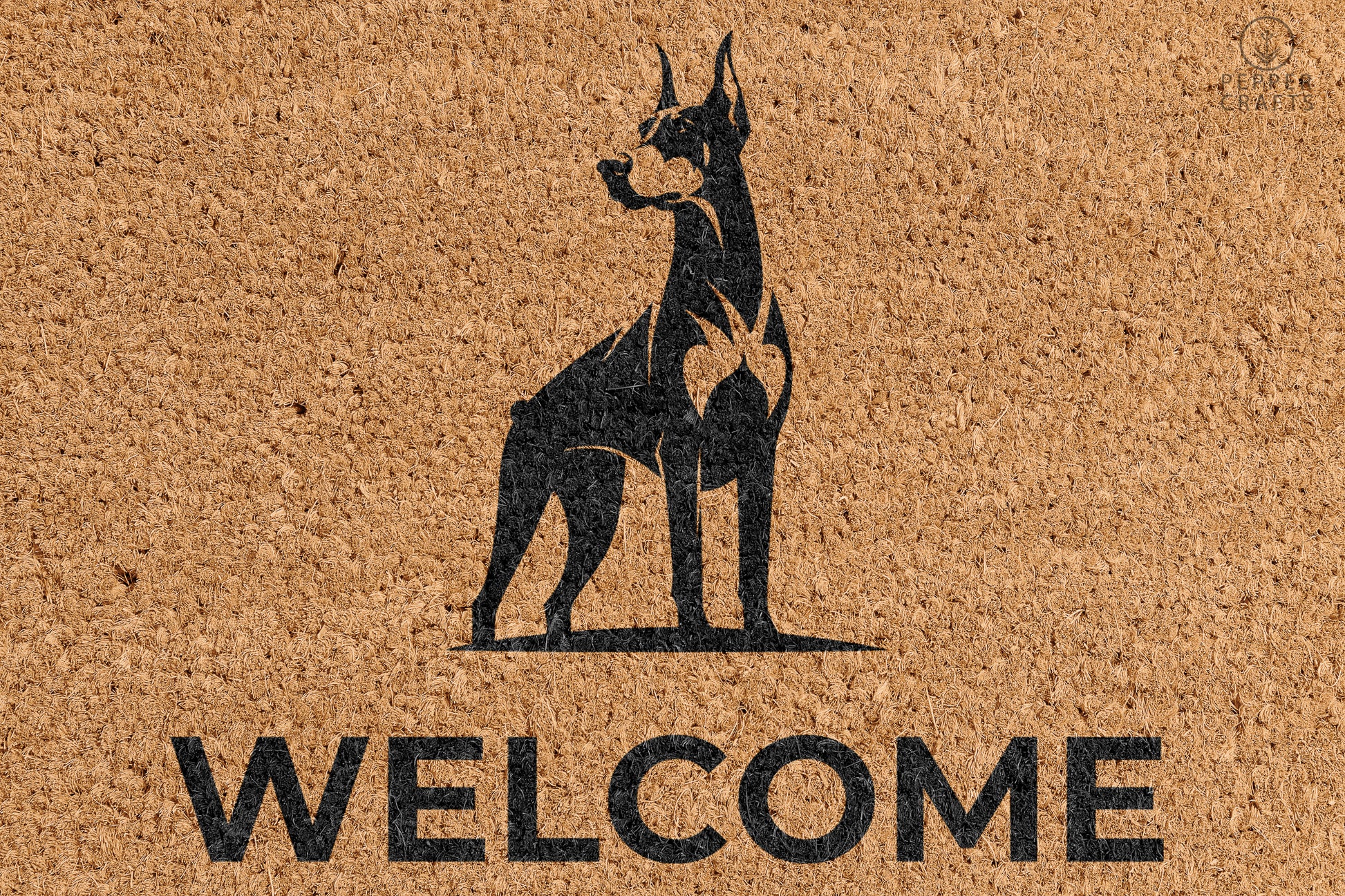 Pepper Crafts Doberman Coir Doormat – Stylish & Durable Welcome Mat for Dog Lovers (30" x 18") - peppercrafts