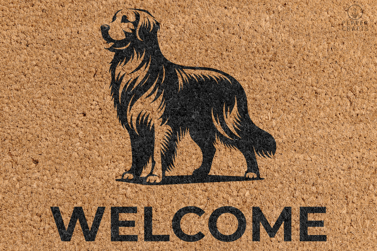 Pepper Crafts Golden Retriever Coir Doormat – Stylish & Durable Welcome Mat for Dog Lovers (30" x 18") - peppercrafts