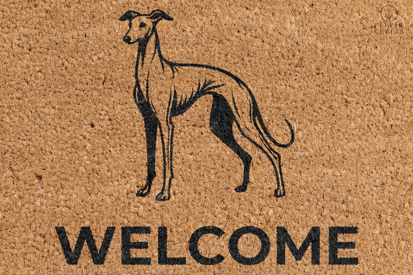 Pepper Crafts Greyhound Coir Doormat – Stylish & Durable Welcome Mat for Dog Lovers (30" x 18") - peppercrafts