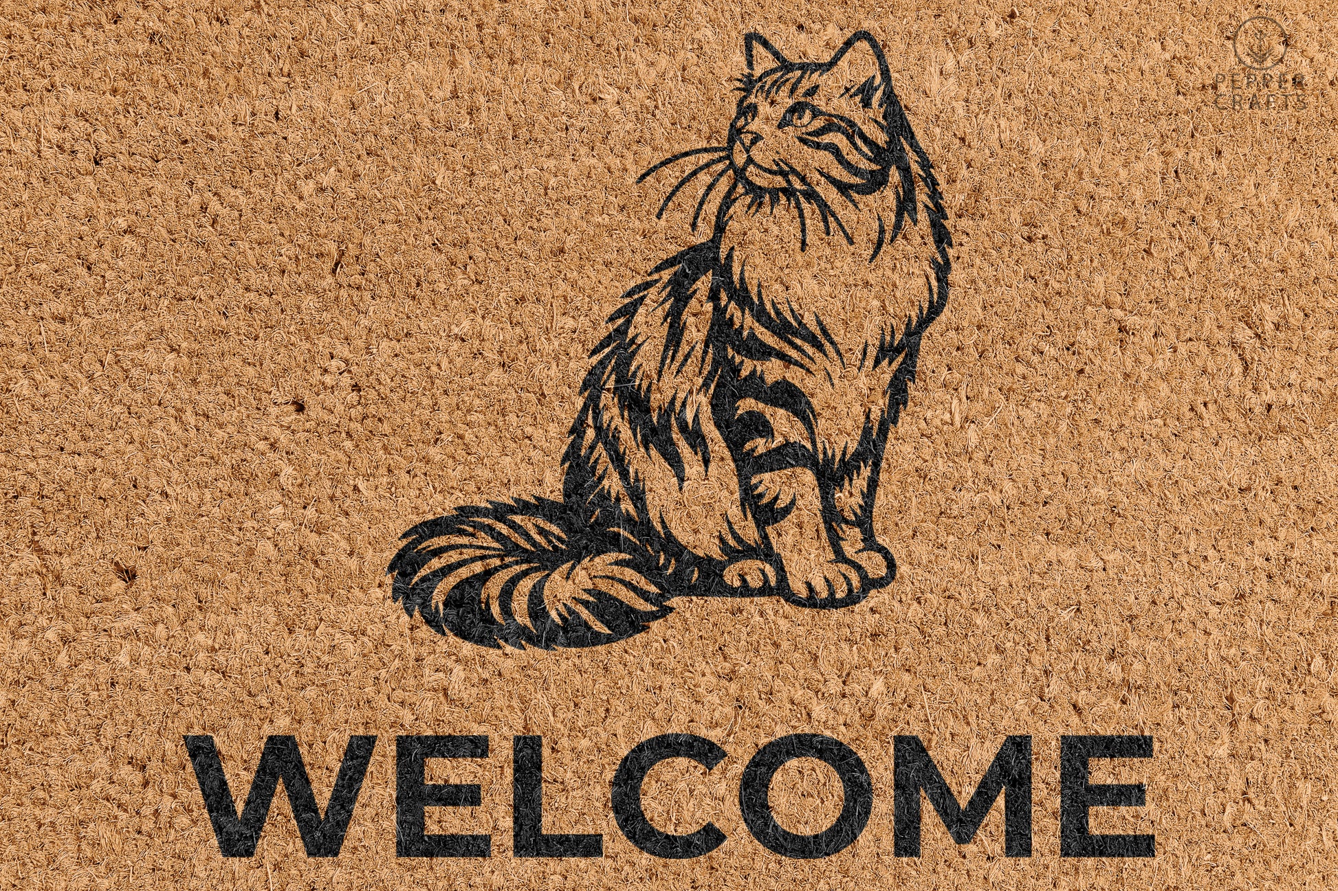 Pepper Crafts Maine Coon Coir Doormat – Stylish & Durable Welcome Mat for Cat Lovers (30" x 18") - peppercrafts