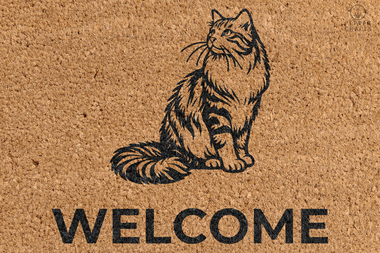 Pepper Crafts Maine Coon Coir Doormat – Stylish & Durable Welcome Mat for Cat Lovers (30" x 18") - peppercrafts