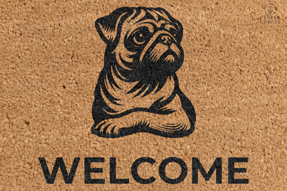 Pepper Crafts Pug Coir Doormat – Stylish & Durable Welcome Mat for Dog Lovers (30" x 18") - peppercrafts